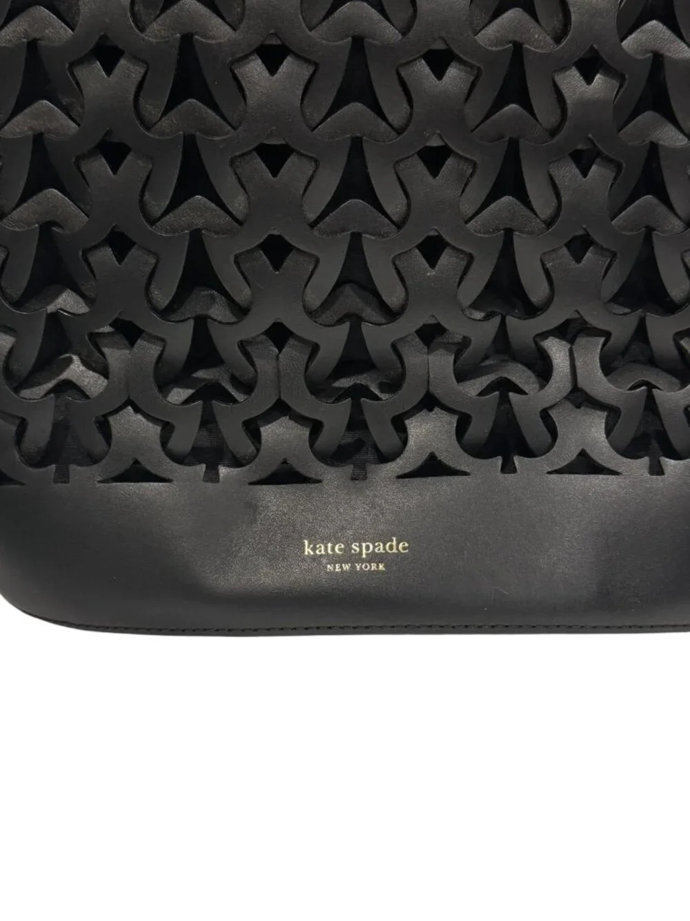 🖤 Kate Spade Black Laser Cut Scalloped Bucket Bag Removable Liner NWT